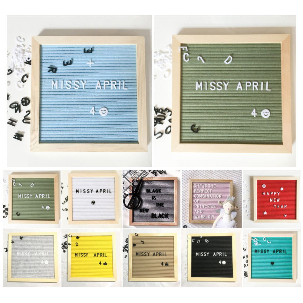 10" Felt Letter Message Board+460pcs Letters Characters Pine Frame Board Retro 