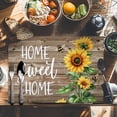 thumbnail image 6 of Vintage Floral Sunflower Placemats Set of 4, Home Sweet Home Table Mats Washable Heat-Resistant Non-Slip Place Mats for Kitchen Dinner Table Indoor Outdoor Decor,13x19 Inch Rustic Brown Farm Wood, 6 of 9