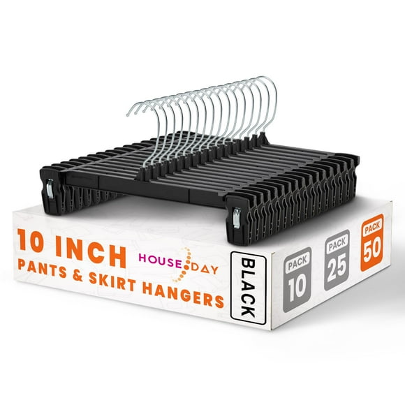 Perchas para pantalones y faldas HOUSE DAY, color negro, paquete de 50