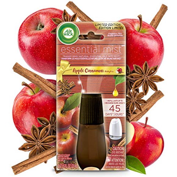 Air Wick Essential Mist, Essential Oils Diffuser, Apple and Cinnamon, 1ct, Fall scent, Fall spray, Air Freshener, Packaging May Vary
