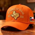 thumbnail image 2 of WKSCLPAI Republic of Texas Hat, 1836-1845 Lone Star State Printed Baseball Cap, Adjustable Orange Patriotic Hat for Texans & Pride Events, 2 of 3
