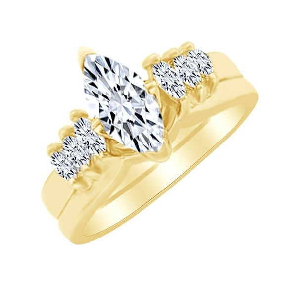 AFFY White Natural Diamond Wrap Style Enhancer Ring in 14k Yellow Gold (0.33 Cttw) Ring Size : 4