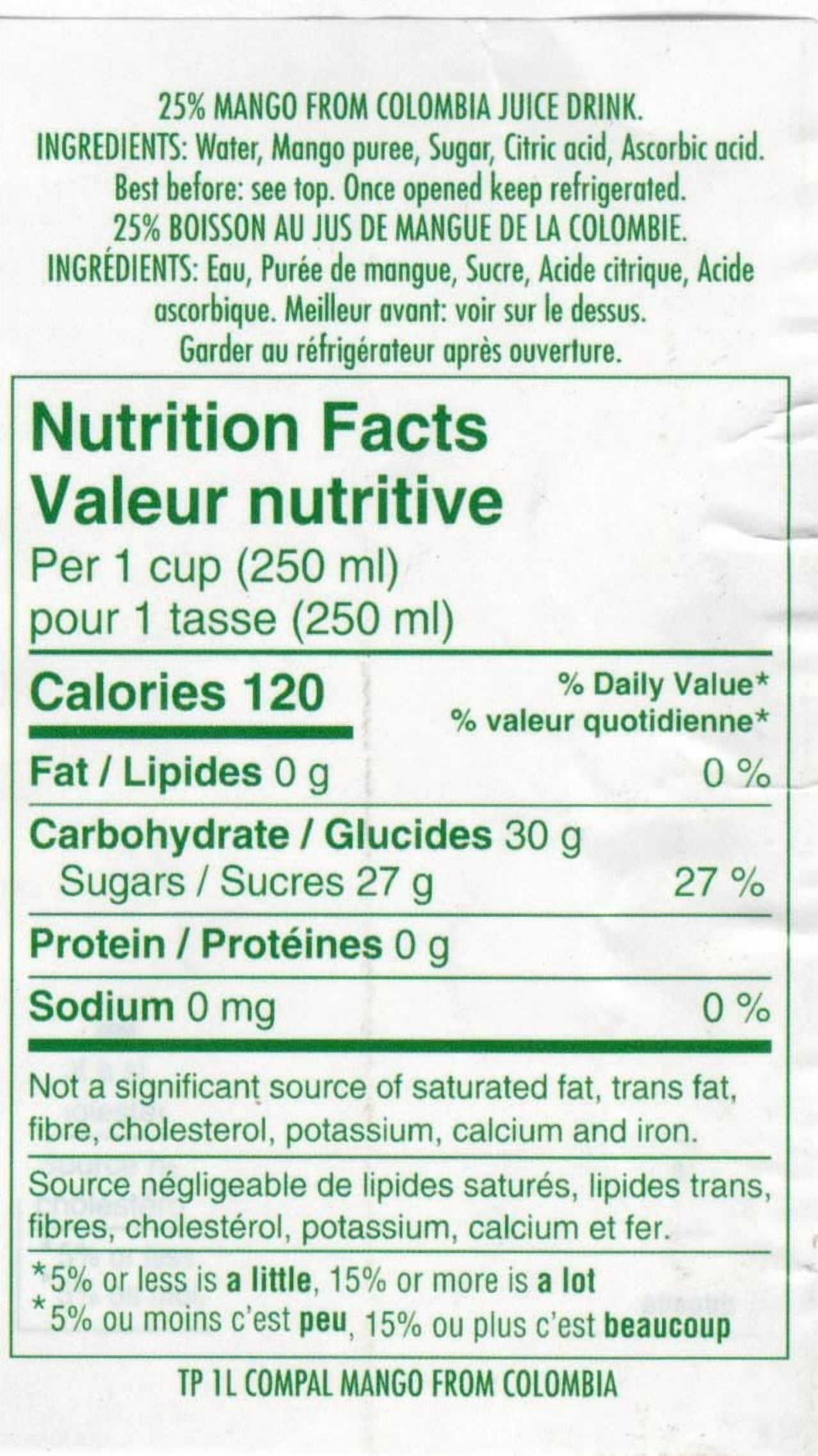 Compal Mangue 1lt vendre la quantité 1lt vendue individuellement