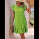 thumbnail image 5 of Vestidos de Verano para Mujer, Cuello Redondo, Corta, Dobladillo con Volantes, Informal, Minivestido, Color Matcha, XL, 5 of 7