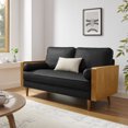 thumbnail image 2 of Loveseat Sofa, Black, Faux Leather, Living Room Lounge Cafe Lobby Hospitality Restaurant, Modern Contemporary, HB37268, 2 of 9