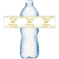 thumbnail image 2 of 80th Birthday Water Bottle Labels; Set of 20 Waterproof Water Bottle Wrappers; Gold and White. Happy Birthday Labels, 2 of 4