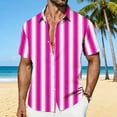thumbnail image 2 of DJDLJWCJ Mens Short Sleeve Shirts With Pocket, Stripe Printed Casual Tees Hawaiian Shirt for Men polo Shirt Summer Beach Shirts Hot Pink L, 2 of 7