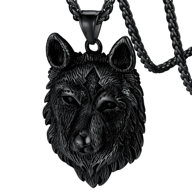 FaithHeart Norse Viking Wolf Pendant Necklace for Men Stainless