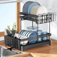 thumbnail image 1 of Escurridor de Trastes 2 Niveles,Escurridor de Trastes Acero Inoxidable,con Sistema de Drenaje Automático,Soporte Vajilla, Estante de Vaso, Accesorios de Cocina,para Organizar la Cocina(Negro), 1 of 7