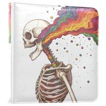 FORMRS 3 Ring Photo Album 4"x6" Self Adhesive Large Capacity PU Leather Cover, Colorful Skeleton