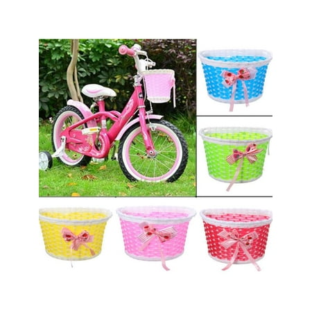 Metal Bicycle Wall Basket 5-Colors Bike Cycle Bicycle Flowery Front Basket Shopping Holder Case Kids Children Girls ()