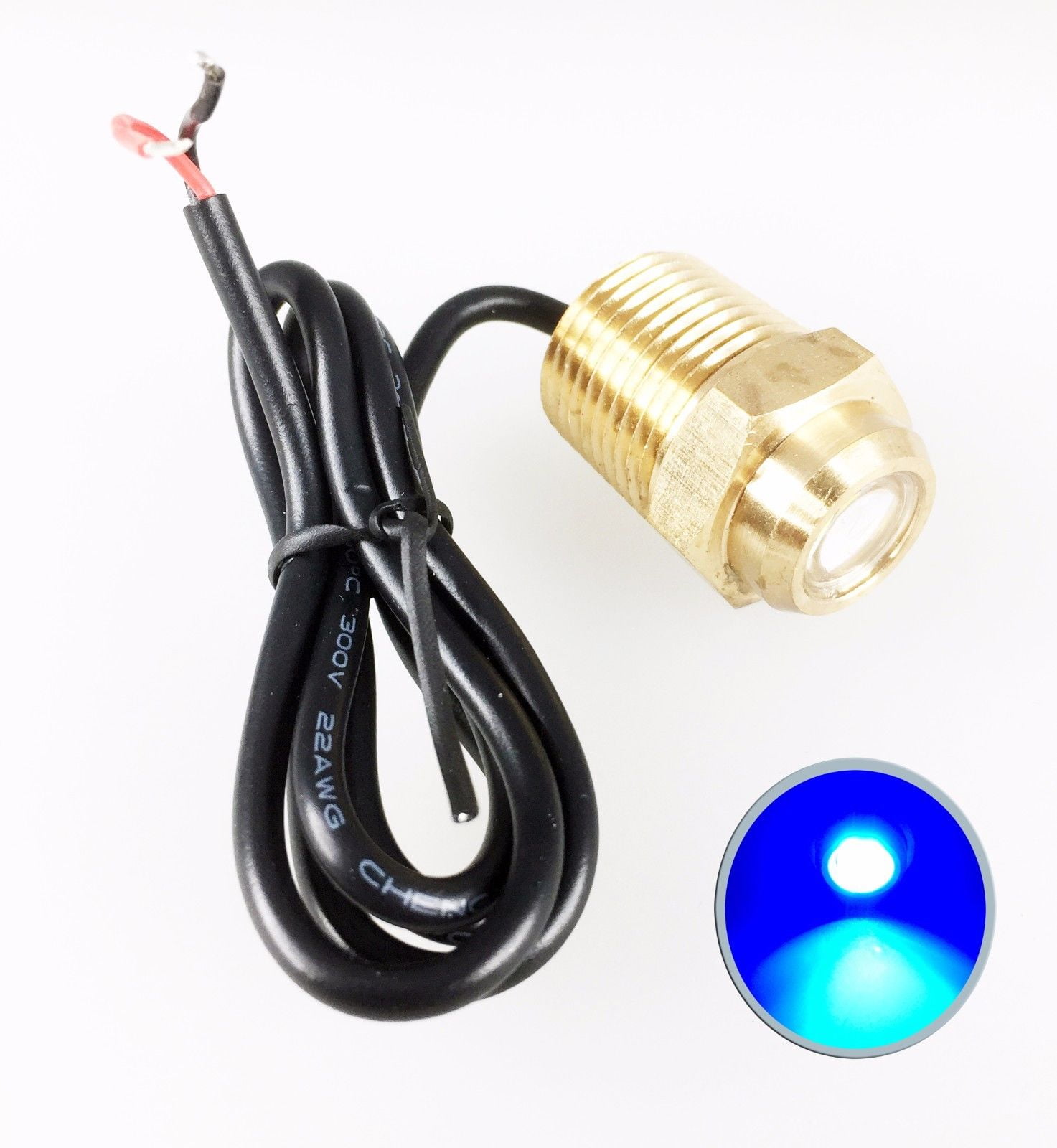Pactrade Marine Boat Blue LED Drain Plug 1/2" NPT Brass Underwater Light 12V