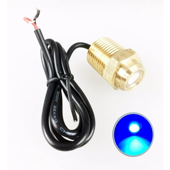 Pactrade Marine Boat Blue LED Drain Plug 1/2" NPT Brass Underwater Light 12V