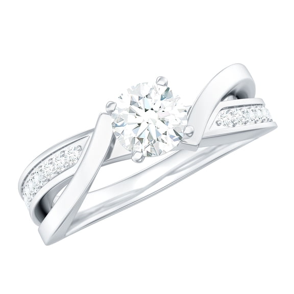 Rosec Jewels Certified Cubic Zirconia Solitaire Engagement Ring with Accent, Zircon Infinity Ring for Women, 925 Sterling Silver, US 4.00