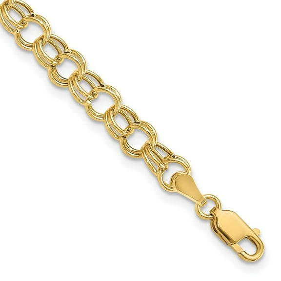 Auriga Fine Jewelry 14K Yellow Gold Hollow Double Link Charm Bracelet 6inch for Women