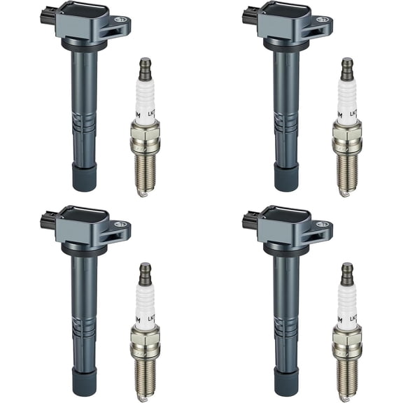 BDFHYK Ignition Coil Pack UF602 and Iridium Spark Plugs 97390 Compatible with Acura ILX Honda Accord Civic CR-V Crosstour 2.4L L4 UF-602 C1662 5C1719 E1102 LKR7BGPS, Sets of 4