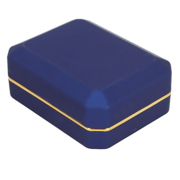 Caja de presentación de joyas con luz flocada en el interior de anillos, caja de regalo de almacenamiento colgante para compromiso, suministro de boda, azul