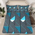 thumbnail image 2 of Manfei Geometric Sqare 4-Piece Full Size Sheets,Abstract Artwork Bed Sheets,Minimalist Rectangle Lightweight Sheet Sets,Stripes Room Decor, 2 of 7