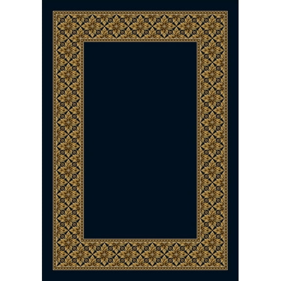 Milliken Blue Bordered Area Rug Copernicus Sapphire II - Aprx 5' 4" x 7' 8"