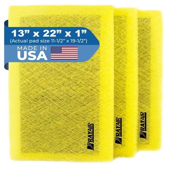 RAYAIR SUPPLY 13x22 Replacement Filter Pads Compatible with Air Ranger Air Cleaner 13x22 Refills (3 Pack) YELLOW