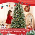 thumbnail image 6 of LAMPHOME 8ft PE/PVC Pre-lit Artificial Christmas Tree, 2850 Branch Tips, 600 Warm White LEDs, 91 Red Fruit+91 Pine Cones, 4-Part Hinged, Metal Stand, Holiday Décor, 6 of 10