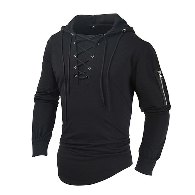 FAIWAD Men's Long Sleeve Drawstring Sweatshirts Drop Shoulder Zip Hooded Sweatshirts Trendy Spring Tops