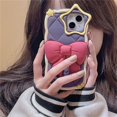 thumbnail image 2 of Funda de silicona de celosía de diamante con lazo 3D para iPhone 14, 13, 12, 11 Pro Max, protector suave de lente de estrella encantadora Fivean unisex, 2 of 2