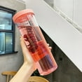 thumbnail image 4 of Portable 24oz Folding Straw Tea Infuser Water Bottle with Strainer, BPA-Free PC Leakproof Travel Mug for Coffee, Iced Tea, Fruit Infusion, Pink/Yellow/Blue, 9.25, 4 of 6