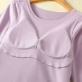 thumbnail image 6 of cfhntfmh Womens Pajamas with Built in Bra Long Sleeve Round Neck Soft Lounge Tees Breathable Comfy Sleepwear（Purple,Large), 6 of 7