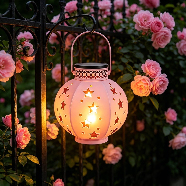 Solar Garden Hanging Lantern - Waterproof Metal Star Projection Solar Garden Hanging Lantern - Waterproof Metal Star Projection
