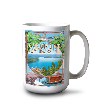

15 fl oz Ceramic Mug Sandpoint Idaho Montage Dishwasher & Microwave Safe