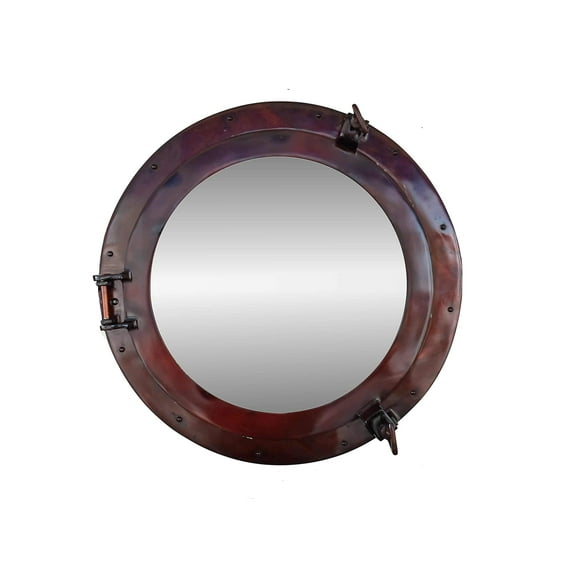 Hind Handicrafts Wall Mounted Vintage Nautical Ship Porthole Mirror for Home Decor | Pirate's Maritime Nautical Themed Decor | Vanity Mirror (8 INCHES, Coke Copper)