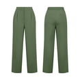 thumbnail image 5 of ctdiral Womens Elastic Waist Dress Pants High Waist Wide Leg Pants with Pockets Solid Color Straight Trousers Business Work Slacks Green S, 5 of 9