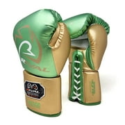 RIVAL Boxing RS100 Pro Lace-Up Sparring Gloves - 14 oz. - Green/Gold