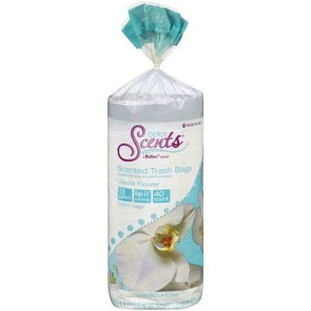 Ruffies Color Scents Vanilla Flower Scented Trash Bags, 13 gal, 40 count