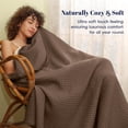 thumbnail image 3 of PHF Ultra Soft Waffle Weave Blanket Queen Size, Washed Lightweight Summer Breathable Blankets for Hot Sleeper, Chocolate, 90x90 inches, 3 of 6