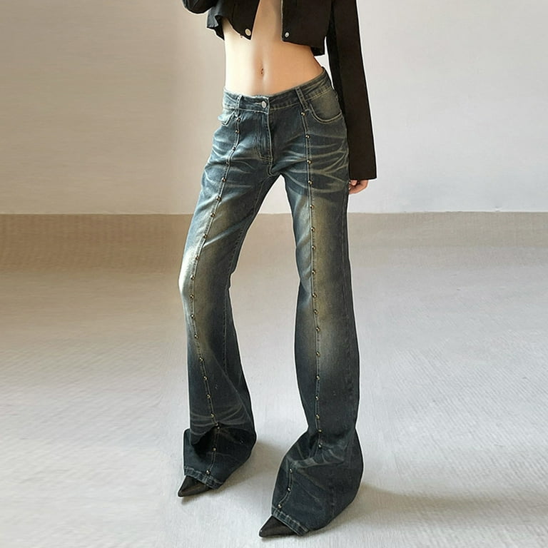 Aayomet Women High Waist Pants Jean 2023 Dark Micro Flare Jeans