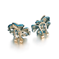thumbnail image 4 of Yoursfs Blue Flower Stud Earrings Rose Gold Plated Enamel Crystal Floral Earrings for Women Pierced Ears with Omega Closure Clasp Jewelry, 4 of 8