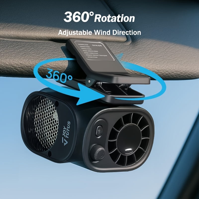 2026 Newest Mini Clip-On Car Fan with LED Display, 360° Rotation & 100-Speed Adjustable - USB- Portable Personal Cooling Fan, 1800mAh Battery-white