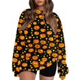 thumbnail image 2 of Halloween Tops for Women Pumpkin Graphic Crew Neck Long Sleeve Fashion Funny Party Pullover Top Multicolor 08 S, 2 of 6