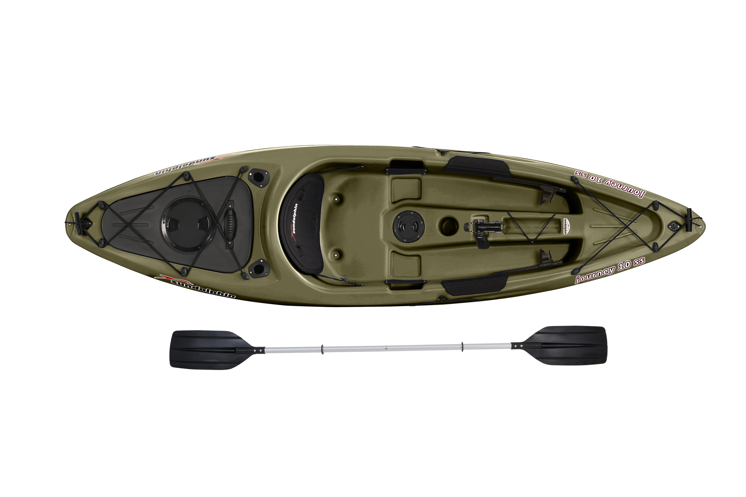 Sun Dolphin Journey 10' Sit-on Angler Kayak Olive, Paddle Included - image 2 of 4