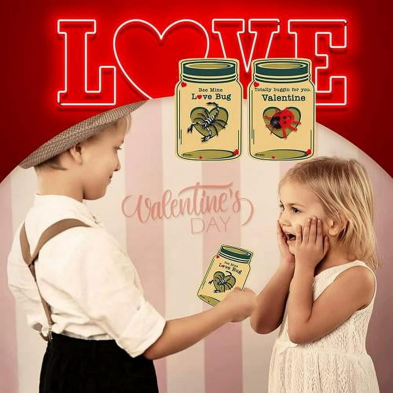 Valentines Day Cards for Kids School, 30 Pack Valentines Day Gifts For Kids  with Valentine's Punchline, Love Bug Greeting Cards With Insect Figures  Toys, Classroom Exchange Gift For Boys Girl 