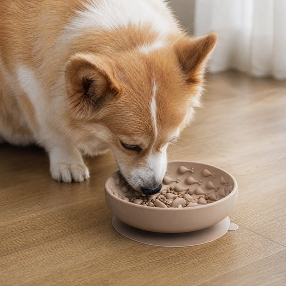 Slow Feeder Dog Sculpted Piece Silicone Dog Sculpted Piece 6 Inch Small Slow Feeder for Dogs Anti Gulping Non Slip Pet Sculpted Piece for Small Breeds Puppy Feeding Brown, 1 Pack
