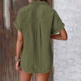 thumbnail image 5 of Tshirts Shirts for Women Fashion Breathable Batwing Sleeve Pocket Patched Casual Work Double Layer Wrinkled Fabric Womens Summer Tops Green XXL, 5 of 9