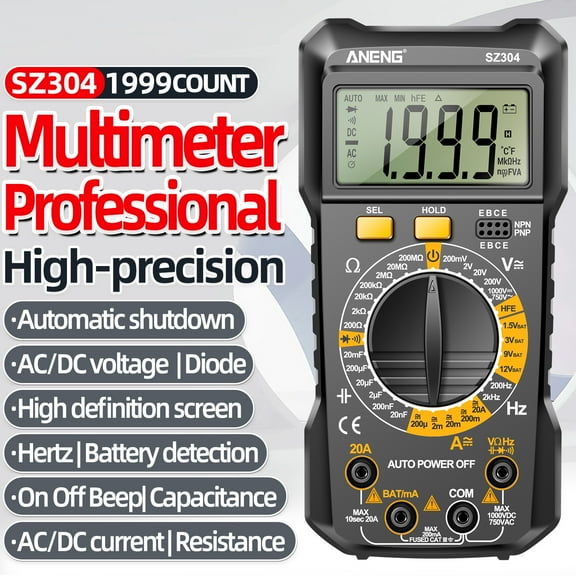 ANENG SZ304 Multifunction Digital Multimeter, True RMS Handheld High Tester, Measures Voltage Current Resistance Capacitance Frequency