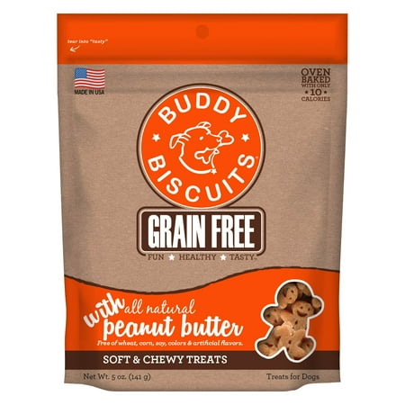 Cloud Star Buddy Biscuits Grain-Free Soft & Chewy with Homestyle Peanut Butter Dry Dog Treat, 5 oz