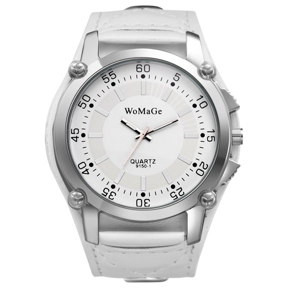 Avaner Men's Oversize Steampunk Watches: Leather Strap Analog Quartz Big Face Large Dial Wrist Watch