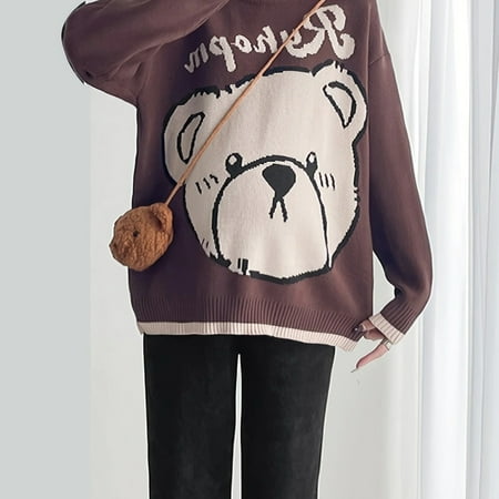 

Maternity Women s Sweater Long Sleeve Cartoon Knit Pullover And Matching Bear Bag Autumn And Winter