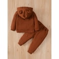 thumbnail image 4 of Baby Boys Outfit Pocket Hoodies For Winter Long Sleeve Pants Brown 9-12 Months, 4 of 8