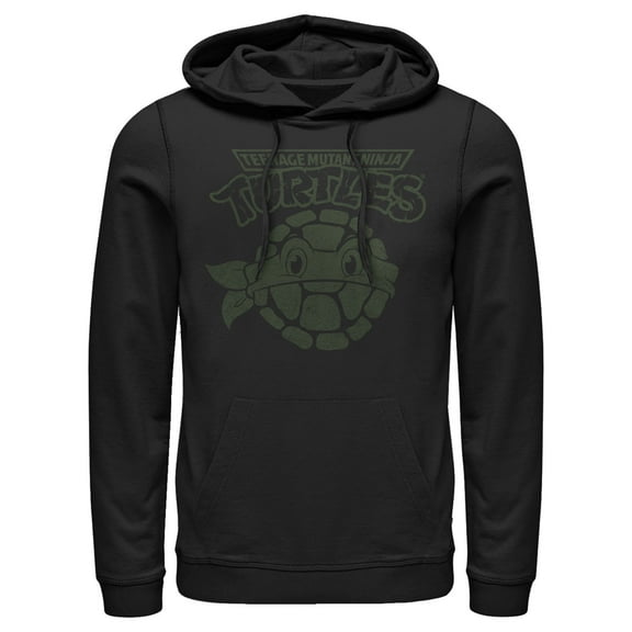 Men's Teenage Mutant Ninja Turtles Donatello Face Logo  Pull Over Hoodie Black 3X Large